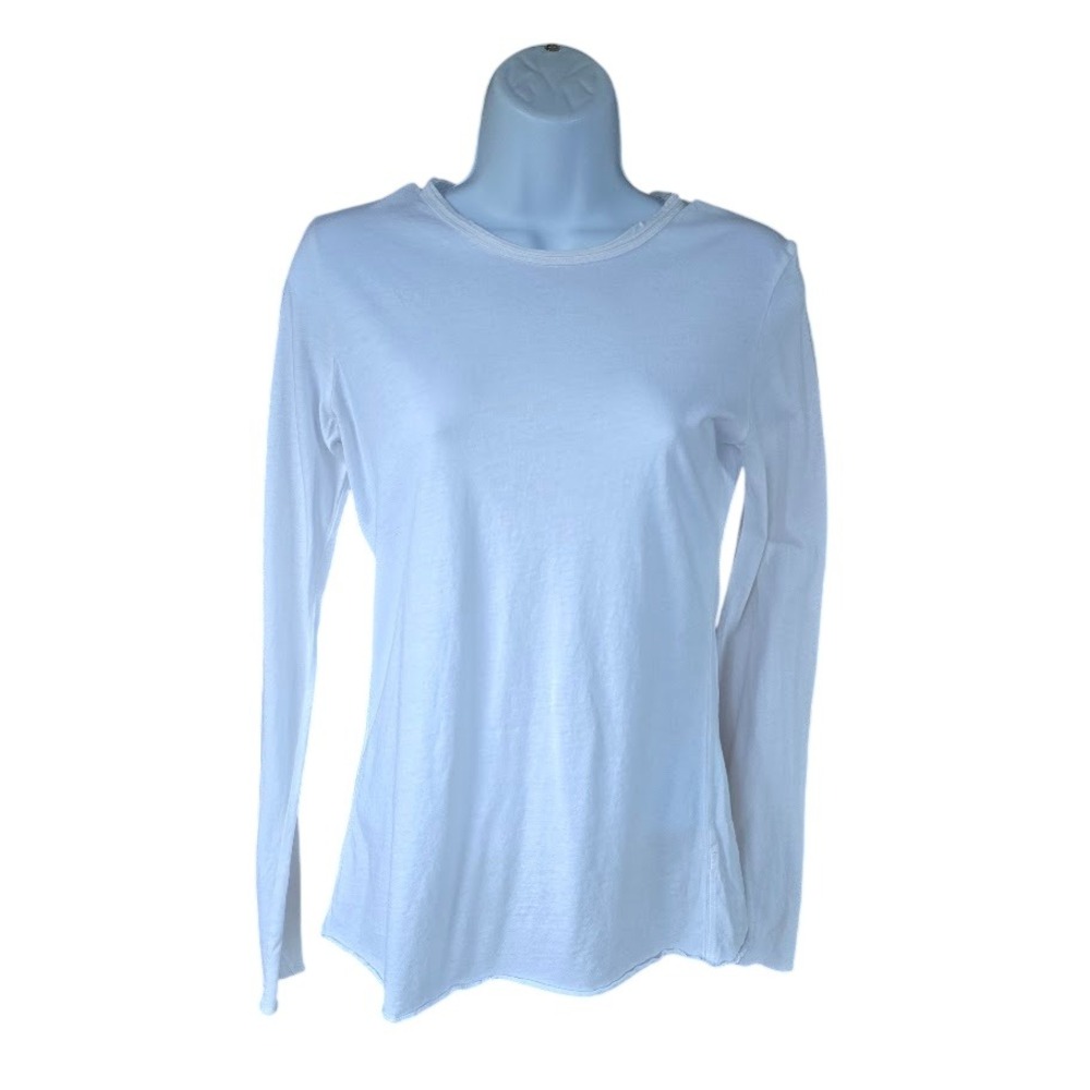Pure Amici Long Sleeve Tee Women S White Minimalist Clean Girl Basic Slub Layers